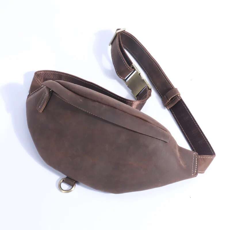 Sports Head Layer Cowhide Multi-Functional Mobile Phone Waist Pack Crazy Horse Leather Men's Bag Retro