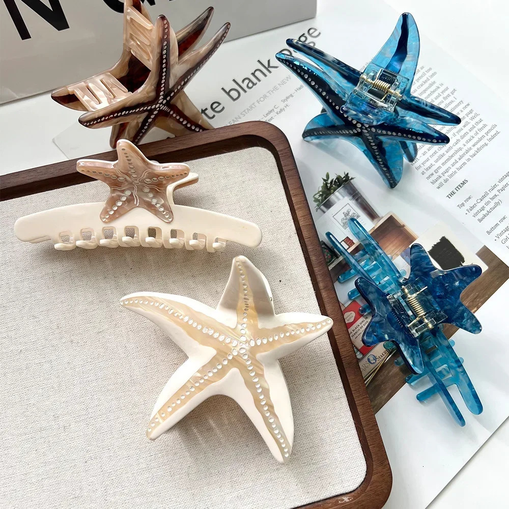 Advanced Ocean Series Grip Acetate Hair Claw Elegant Personality Sea Star Disc Hair Shark Clip Womens Hair Accessories 250103
