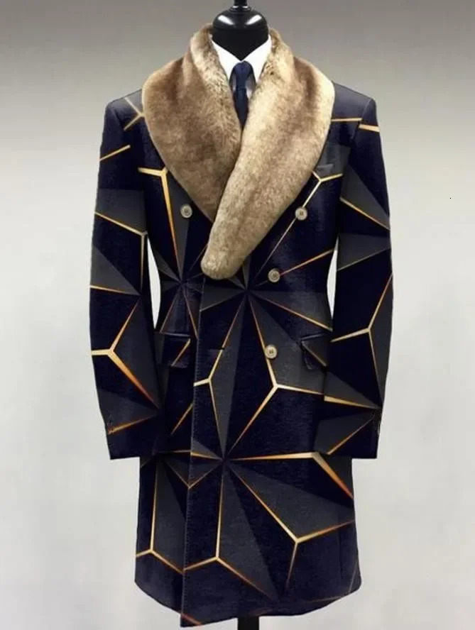 European and American Mens Woolen Lapel Medium Long Doublebreasted Coat Autumn Winter Solid Color Casual 250106