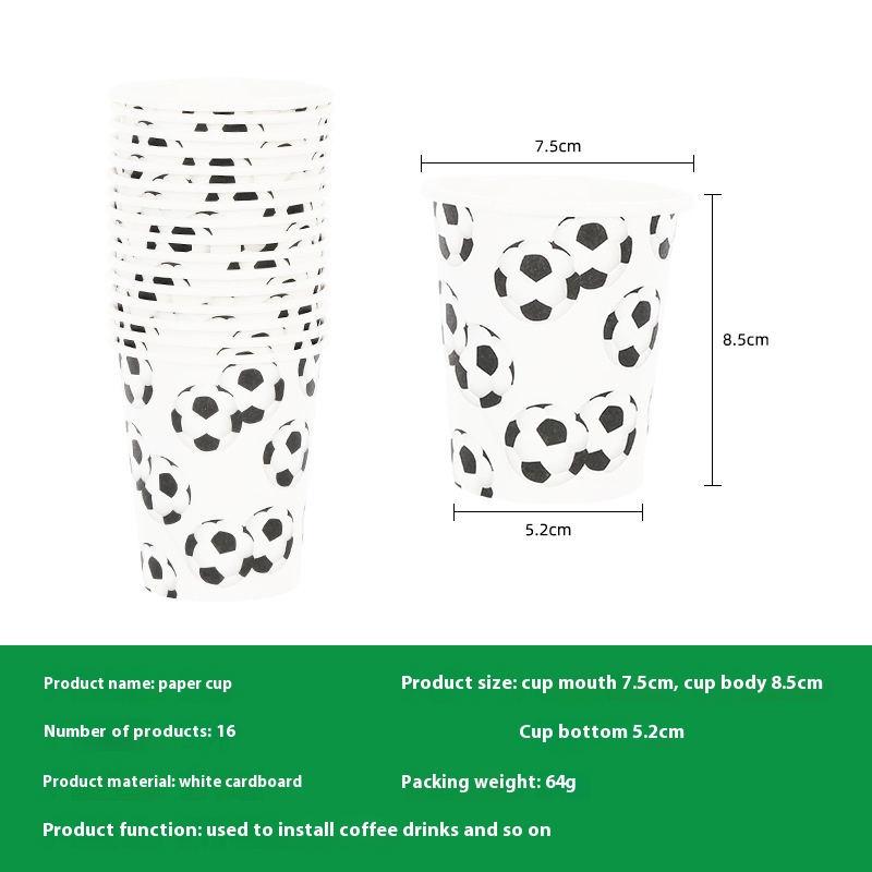 Black and white football themed set, paper cups, plates, tissues, tablecloths, party decorations