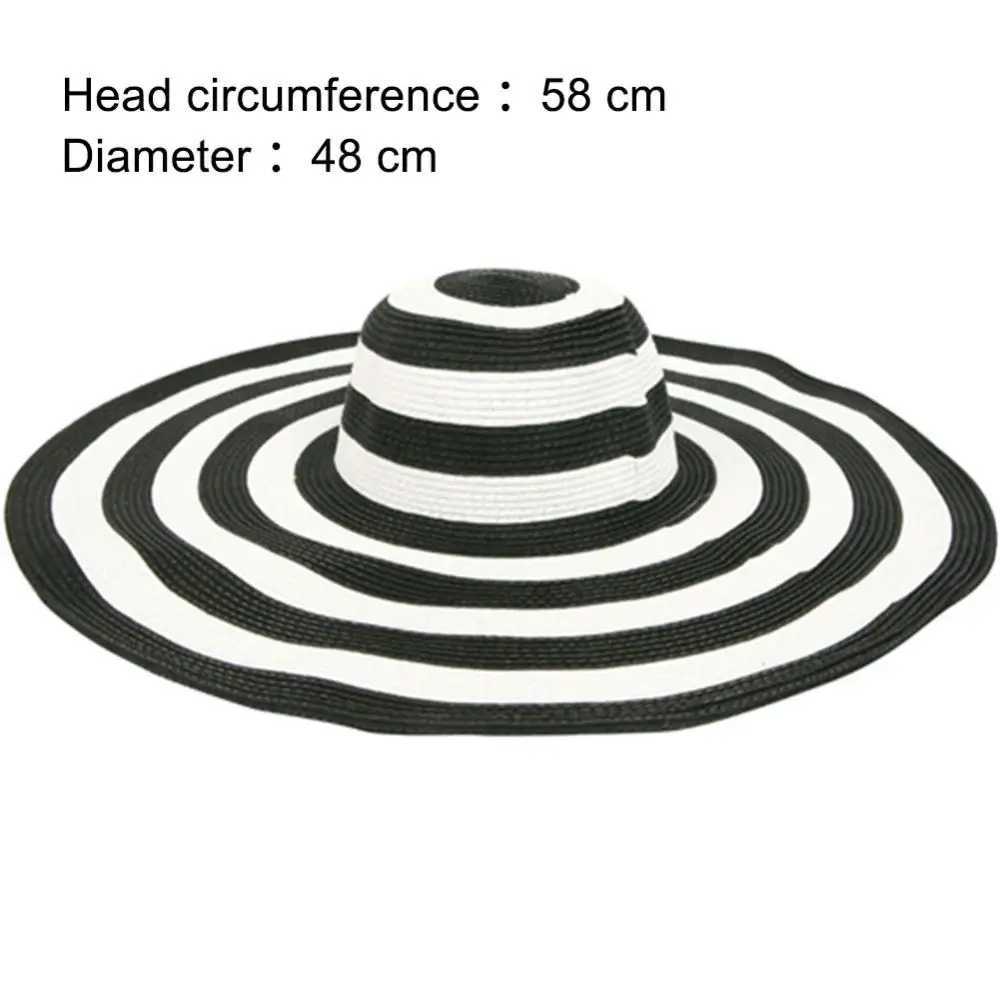 60% decrease!! Wen Fashion Striped Wide Brown Cork Straw Hat Foldable Summer Beach Sunshine C X250109