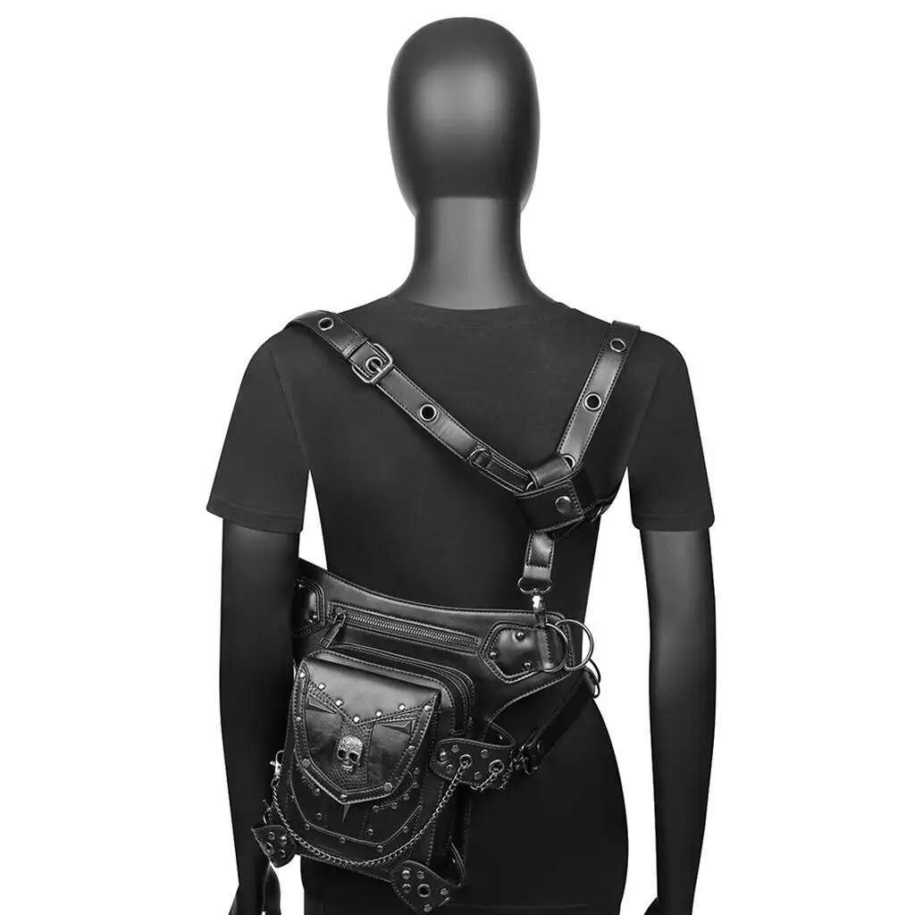 Steampunk Waist Leg Women Men Victorian Style Leather Crossbody Bag Motorcycle Thigh Hip Belt Pack Messenger Shoulder Bags