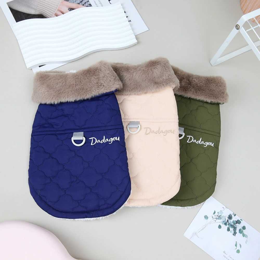 Winter Pet Coat Dog Jacket Big Fur Collar Soft Pet Vest with D-Ring for Small Dogs Puppy Warm Fleece Pet Vest Chihuahua CoatsXJ250109