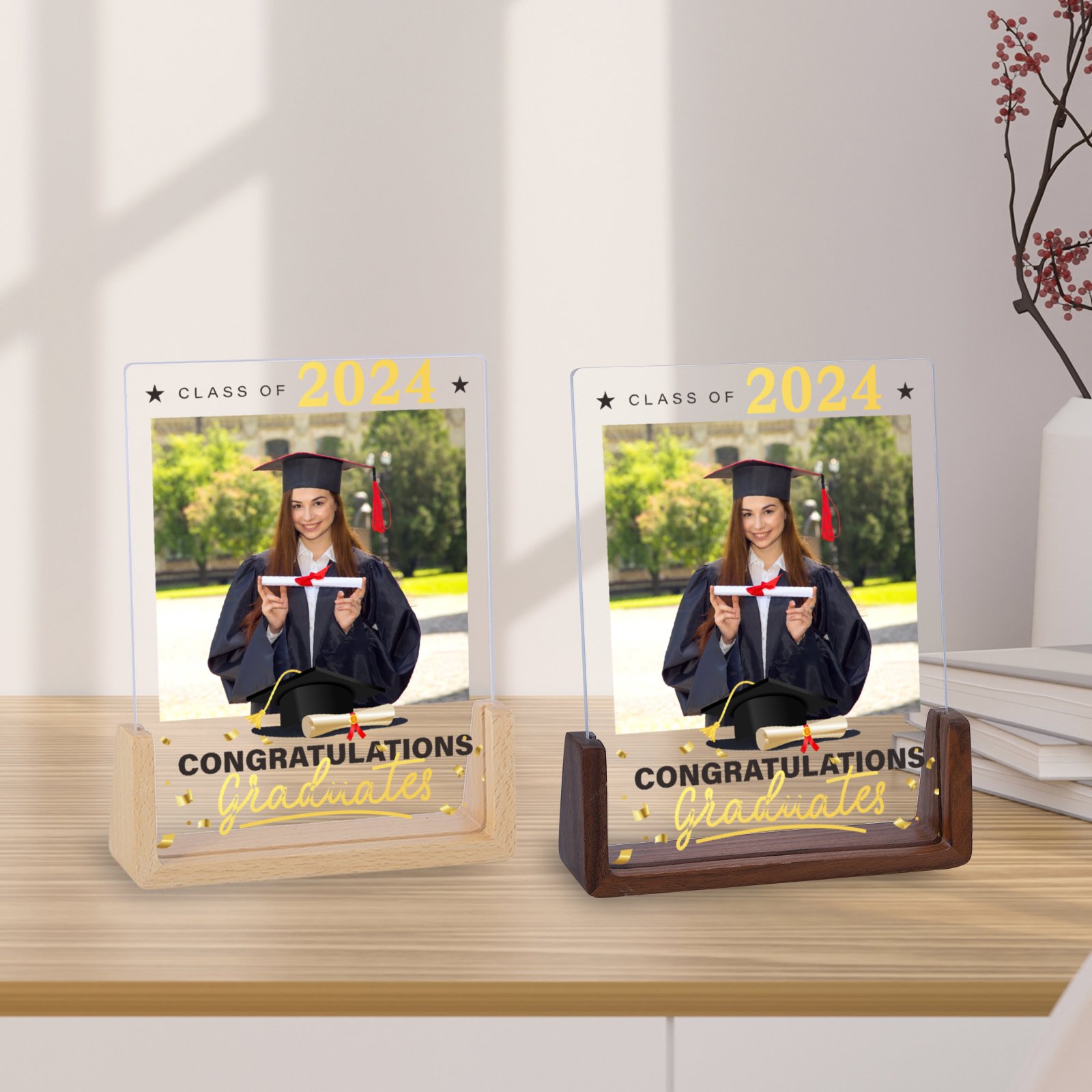 Personalized Picture Frame Her Him Class of 2024 High School College Graduation Photo Frames for Daughter Son H260306