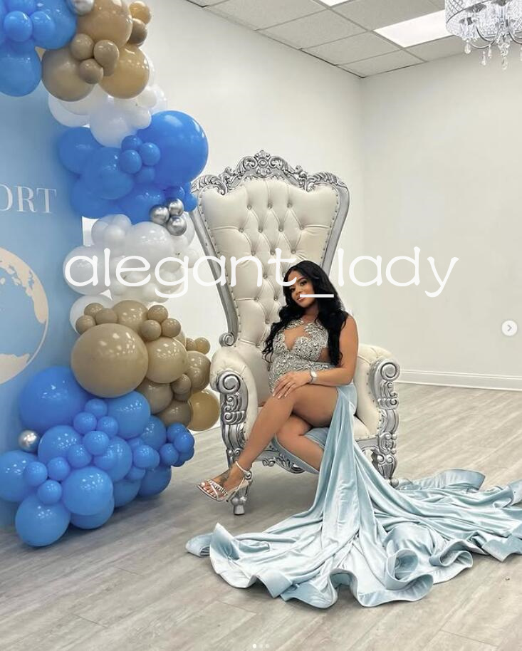 Sky Blue Sparkly Mermaid Evening Cocktail Dresses Customsized Luxury Diamond Sexy Slit Prom Birthday Gala Gown Outfit