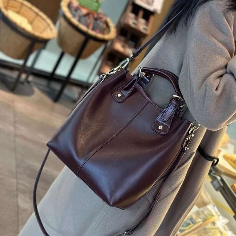 Ranhuang New Arrive Women's Fashion High Quality Genuine Leather Shoulder Large Bucket Bags Designer Handbags