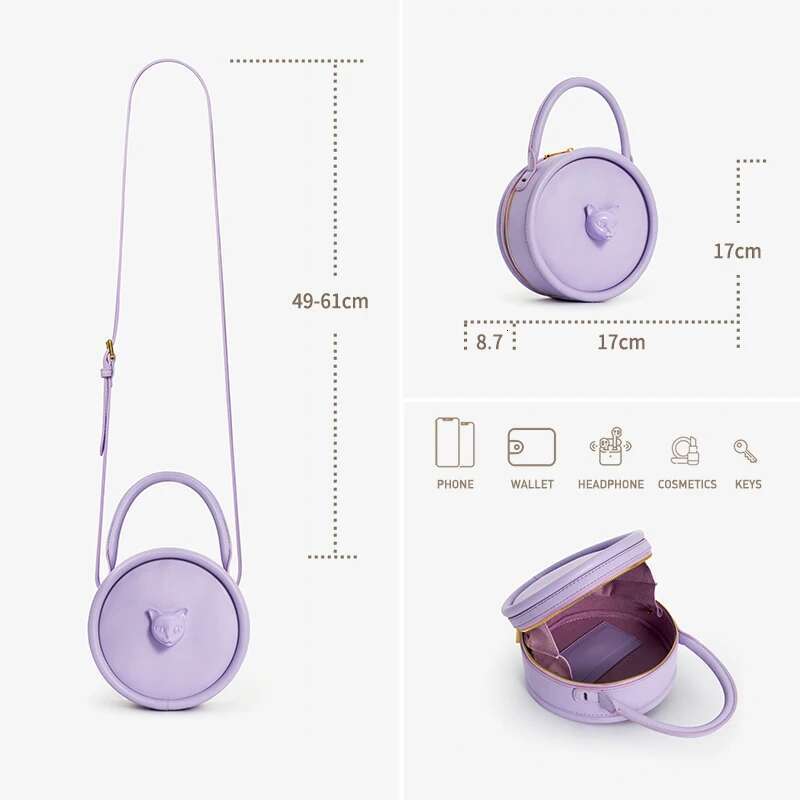 2023 NEW BOWG STYLE HANDHELD CAT Women's BAG BRAND ORIGINAL DESIGNER HANDBAG SHOULDER GENUINE LEATHER PURSE
