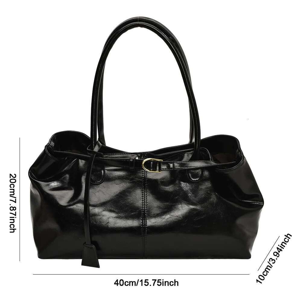 PU Leather Tote Slouchy Hobo Handbag Retro Shoulder Fashion Top Handle Bag For Women Work Shopping Travel