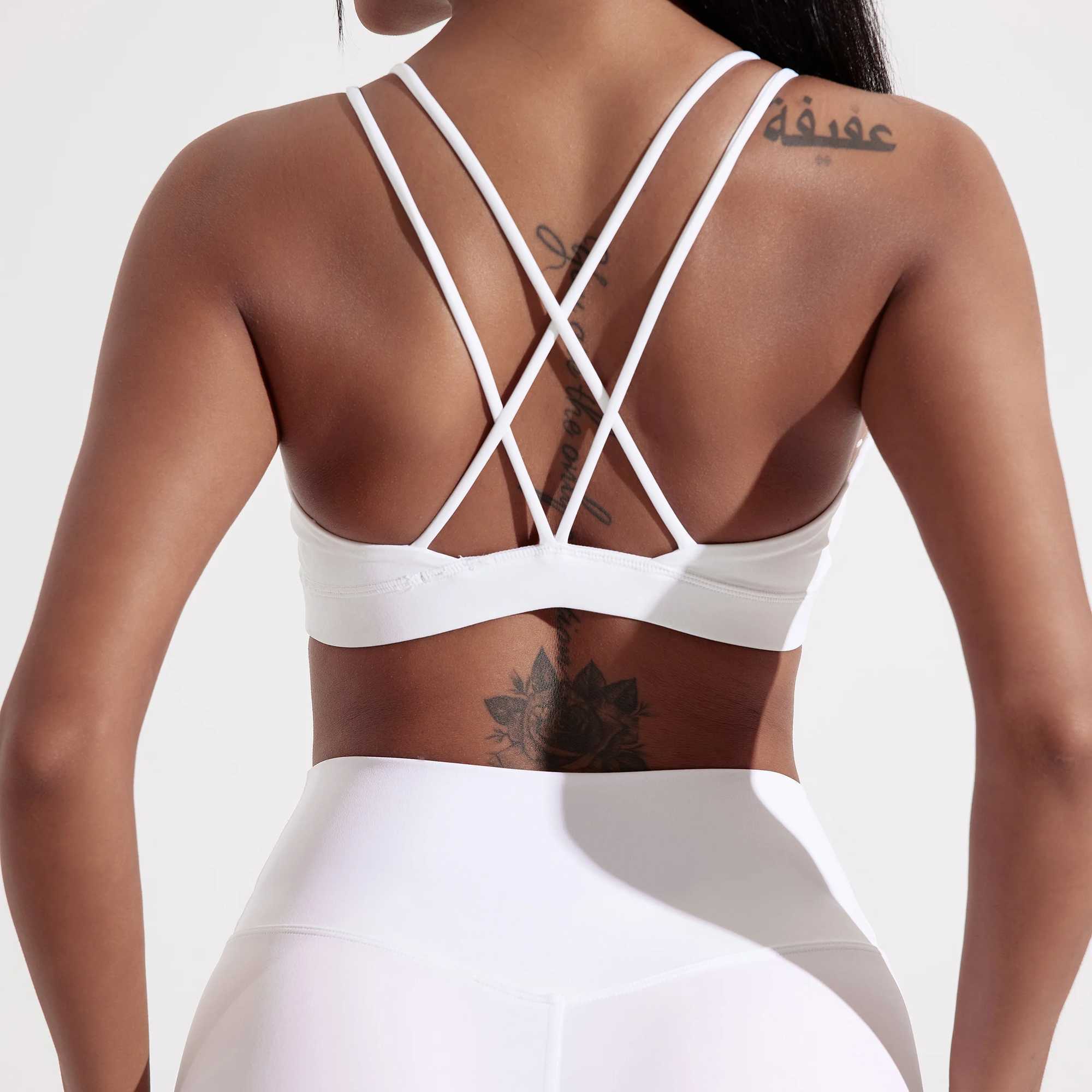 Solid color High waist Yoga Leggings 2pc Gym Yoga Set Women cross Back Shoulder Straps fitness Bra Top +Athletic Tight TracksuitXJ250109