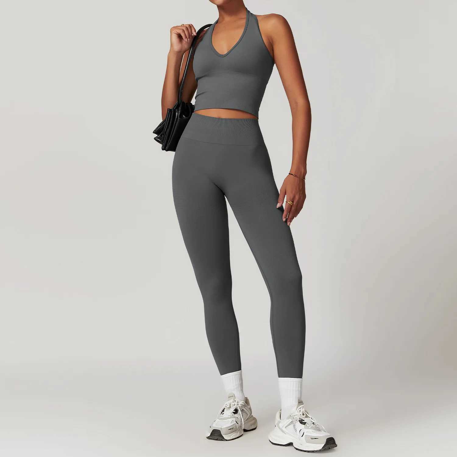 2 Pieces Womens Clothes Seamless Yoga Set Workout Tracksuit Sportswear Gym Clothing High Waist Leggings Fitness Sports SuitsXJ250109