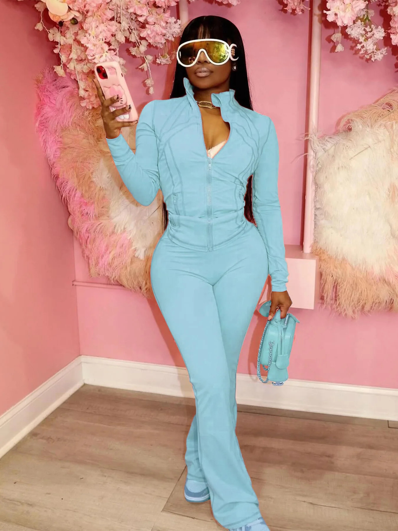 Streetwear Casual Tracksuit Sexy Women Two Pieces Club Matching Set High Street Pants Outfits 250106