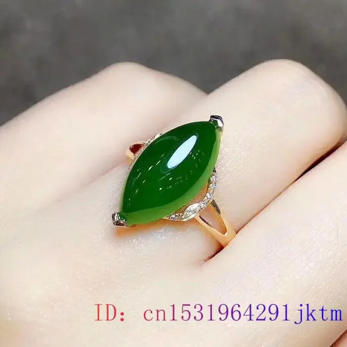 Green Jade Ring 925 Silver Amulet Natural Gifts Chalcedony Zircon Jewelry Women Fashion Crystal Gemstone Charm 250106