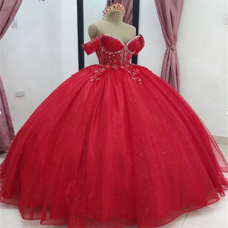Charro Red Quinceanera Dresses Short Shine Two In One Ball Gown Prom Dress Sequin Beaded Vestidos De 15 Xv Anos Sweet 16 Customized Charro robes de so