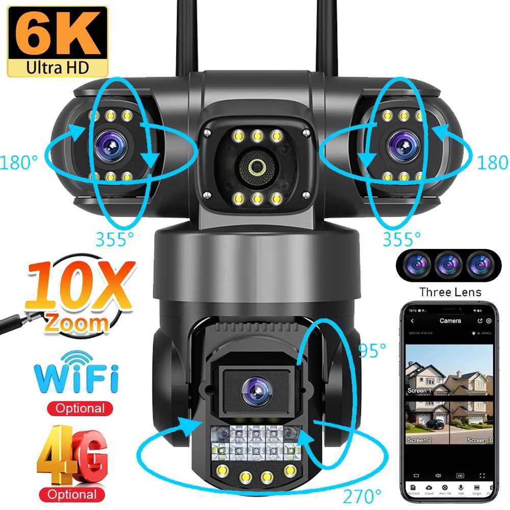 3-lens video surveillance camera WiFi network CCTV camera 4G SIM card wireless 360 monitor outdoor waterproof security camera X250110