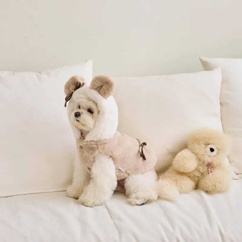 Pet Plaid Hooded Teddy Bear Ear Coat Dog Parkas Cat Teddy Bear Schnauzer Yorkshire Small Dog Autumn Winter Outfit Puppy ClothesXJ250109