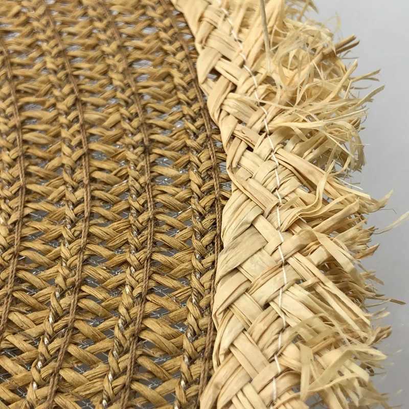 Warm natural wide Brim Burr Raffia straw hat edge Warm plain big beach Summer sun hat Big straw hat Chapeau 55-58cm X250109