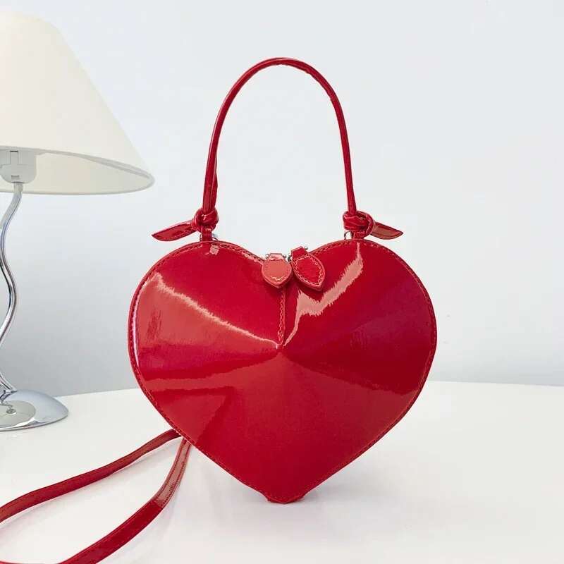Heart-Shaped Solid Color PU Handbag Sewing Thread Double Zipper All-Match Shoulder Bag 2024 Hot Sale Bags For Women Bolsa Mujer