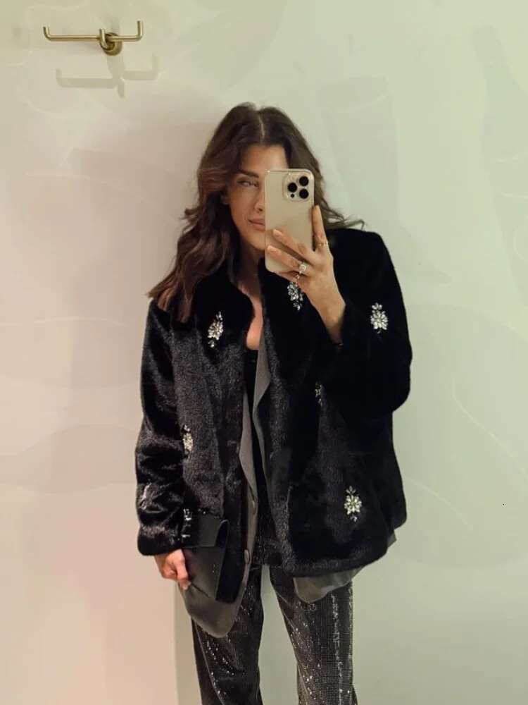 Thicken Dias Solid Women Jacket Faux Fur O Neck Lady Coat 2024 Elegant Autumn Winter Full Sleeve Loose Warm Female Overcoat