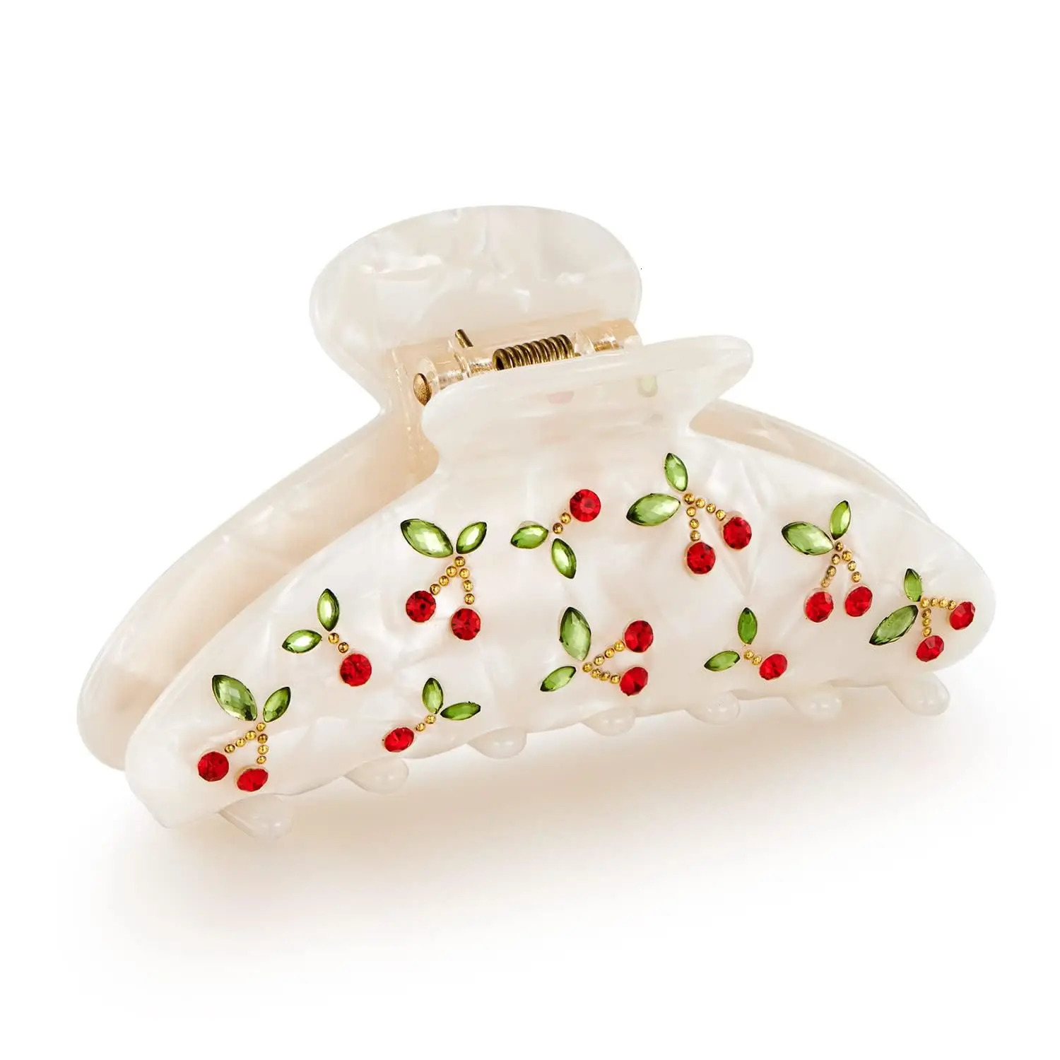 Acrylic Hair Clips Claws For Women With The Rhinestone Pattern In Red Cherry Shape Hair Clip For Thick Hair clips for styli 250103