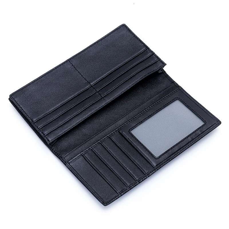 Genuine Leather Men Classical Long Slim Thin Clutch Business Wallets Women Sheepskin Card Holder Phone Bag Billfolds