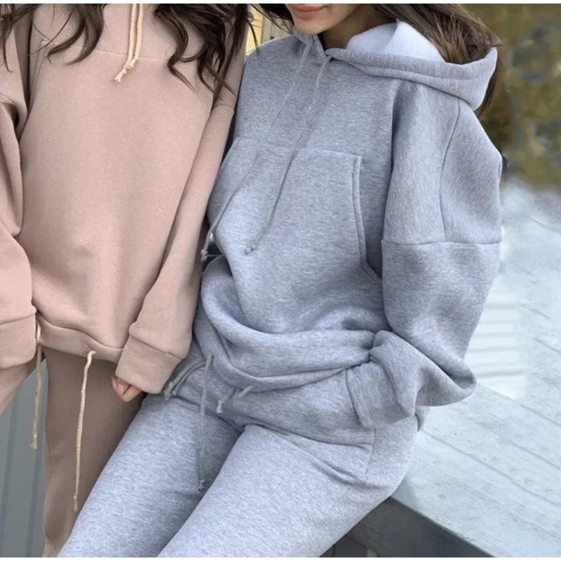 Europe and the United States Spring Autumn Fashion Big Pocket Solid Color Sweater Leisure Twopiece Set 250106