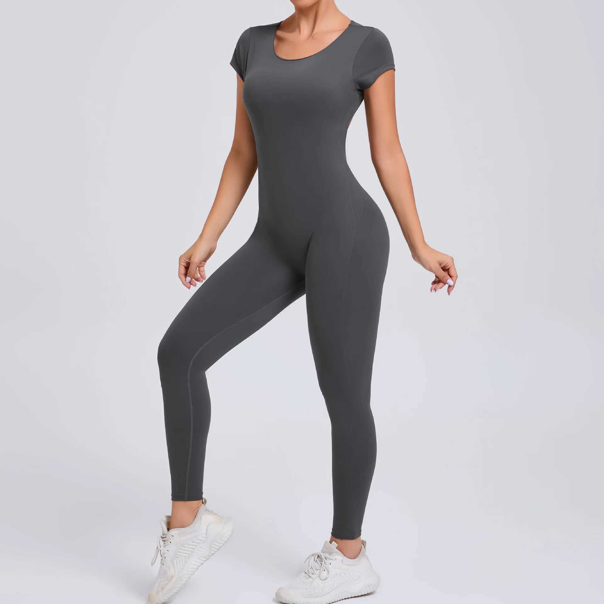 Yoga Set Sexy Backless One-piece Suit Female Rompers Quick Dry Yoga Clothing Workout Bodysuits Flared Sports Jumpsuit WomenXJ250109