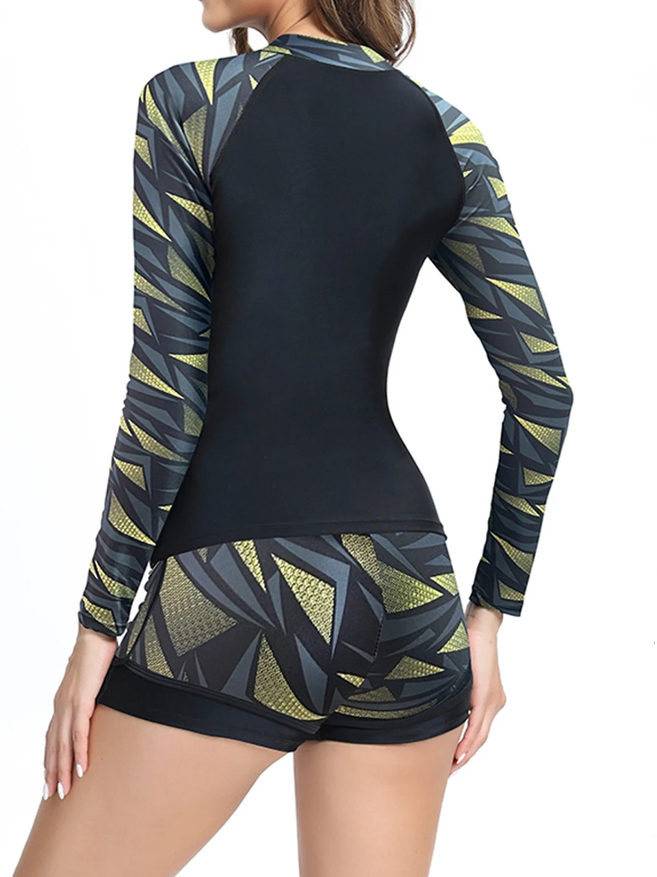 Long Sleeved Surf Swimsuit Women Split Body Print Rashguard Swimwear Female Sports Bathers Bathing Swimming Diving Clothes 250108