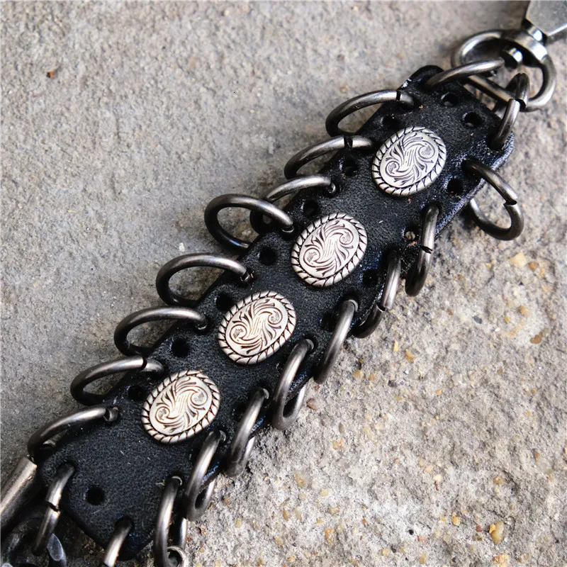 Men Black Visual Heavy Rock Metal Hip Hop Pants Wallet Keychain Star Shape Pendant Metal Link Waist Chain Punk Jean Chain 250107