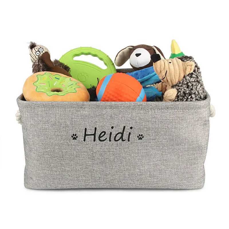 S/M/L Custom Name Pet Toy Basket Cat Dog Foldable Box Print Storage Baskets For Clothes Pets AccessoriesXJ250109