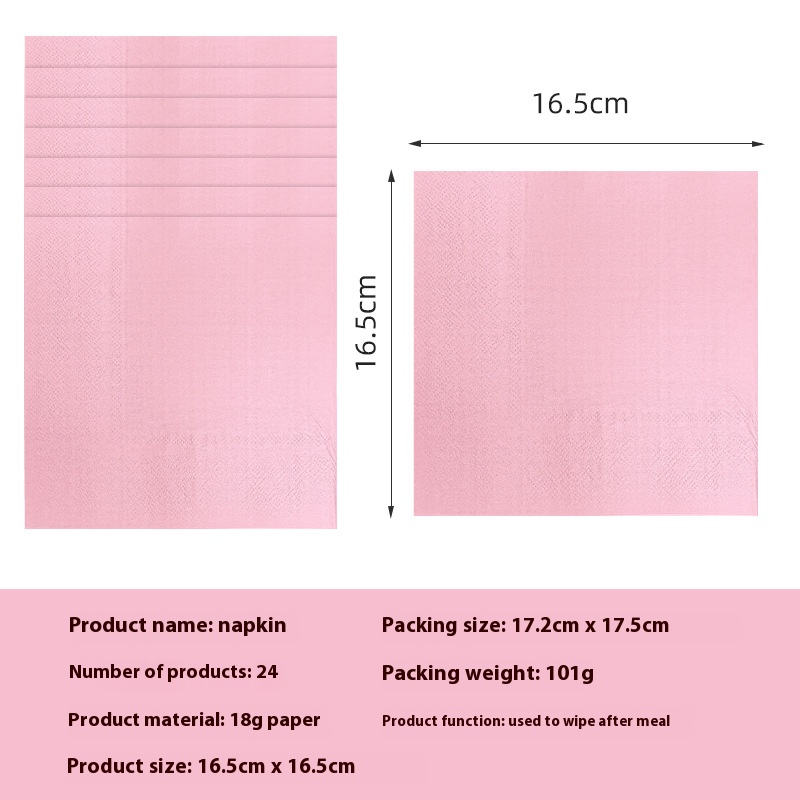 New solid color set, light pink towels, cups, paper plates, tablecloths, disposable party supplies