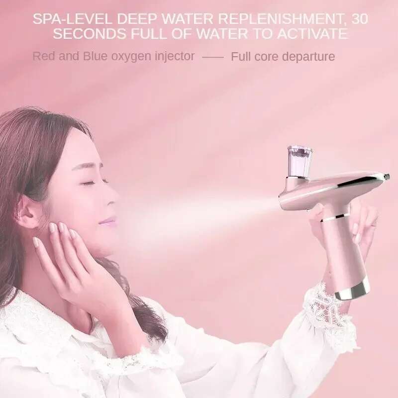 Portable Airbrush Water Nebulizer Smooth Red Blue Light Skin Rejuvenation Injector Oxygen Meter Facial Beauty Sprayer