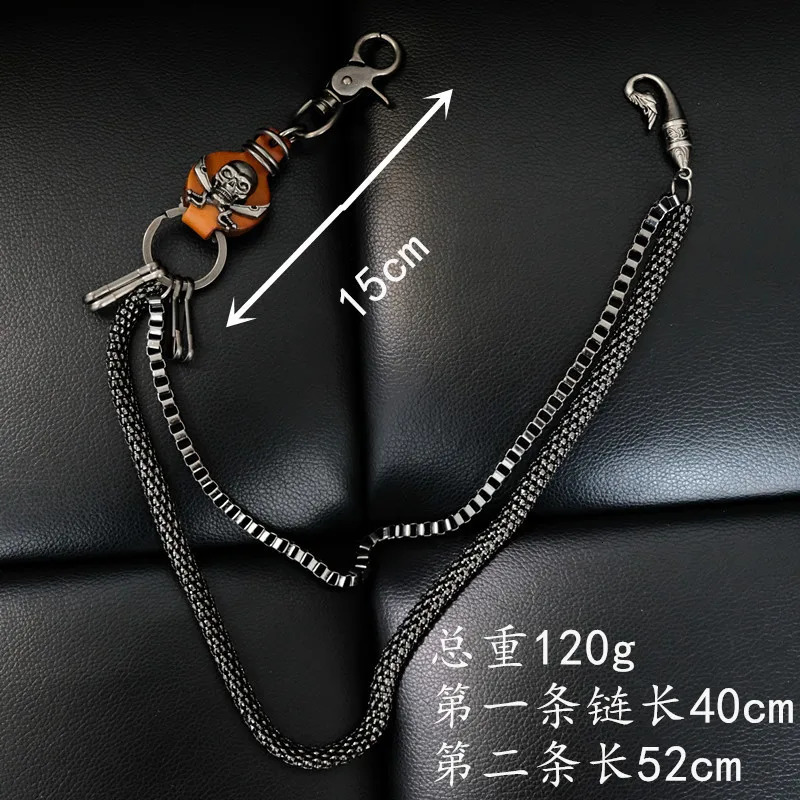 Mens Motorcyle KeyChain Jean Biker Wallet Belts Chain Skull Charm Leather Gothic Rock Pants Trousers Waist Key Mens BL58 250107