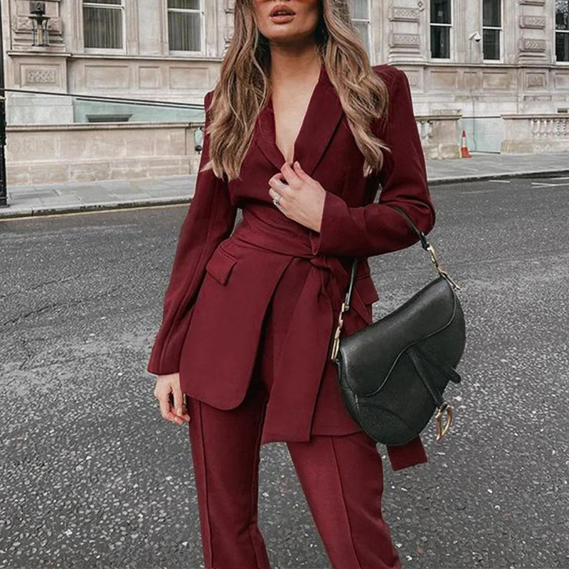 BAMBOOBOY Women Spring Autumn Casual Suit Jacket Matching Set Fashion Loose Blazers Straight Leg Pants Two Piece Female Clothing 250106