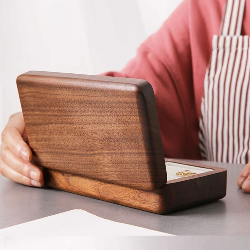 Walnut Jewelry Box Wedding Ring Box Earring Rings Storage Box Jewelry Organizer Box Jewelry Gift Packaging Box for Women 250106