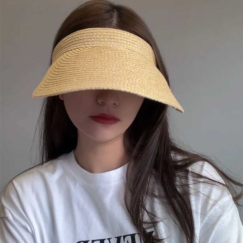 USPOP Summer Big Brim Sun Hat Raffia Band Style Casual Headless Beach Straw Hat X250109