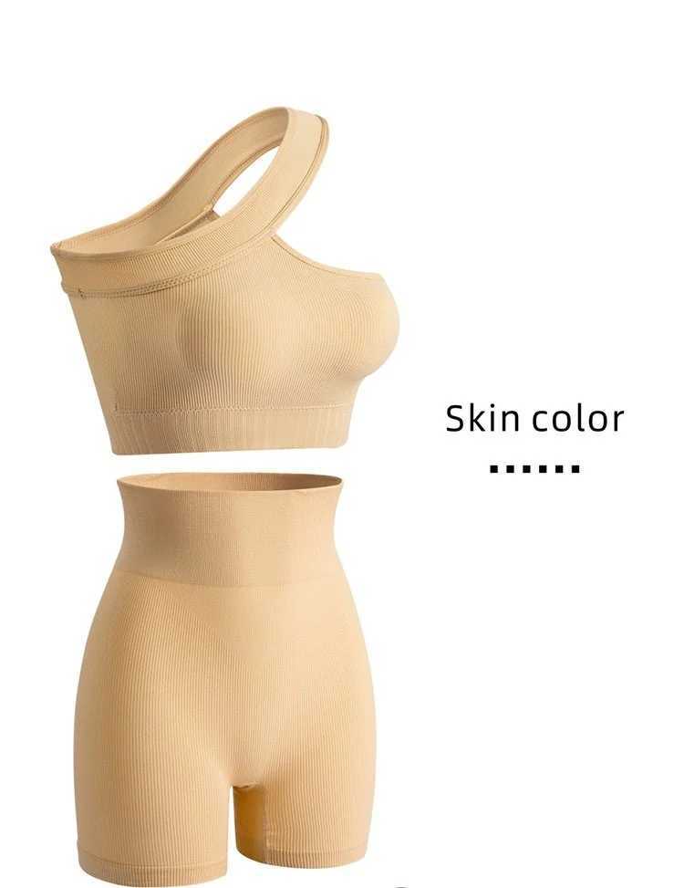 Seamless Yoga Pants Vest Sports Shock-proof Set Slanted Shoulder Neck Top Fitness Underwear Workout Clothes for WomenXJ250109