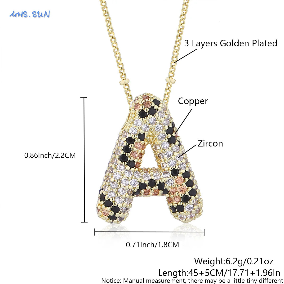 SUNSLL y Leopard Print 26 Letter Bubble Pendant Necklaces For Women Men Gold Color Zircon Chunky AZ Alphabet Chain Jewelry 250109
