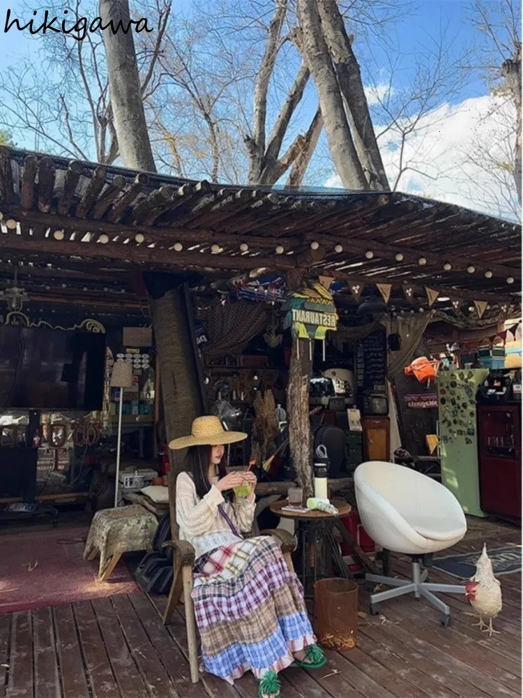 Colorful Plaid Printed Patchwork Skirt for Women Faldas Mujer De Moda High Waist Aline Print Jupe Loose Sweet Long Skirts 250106