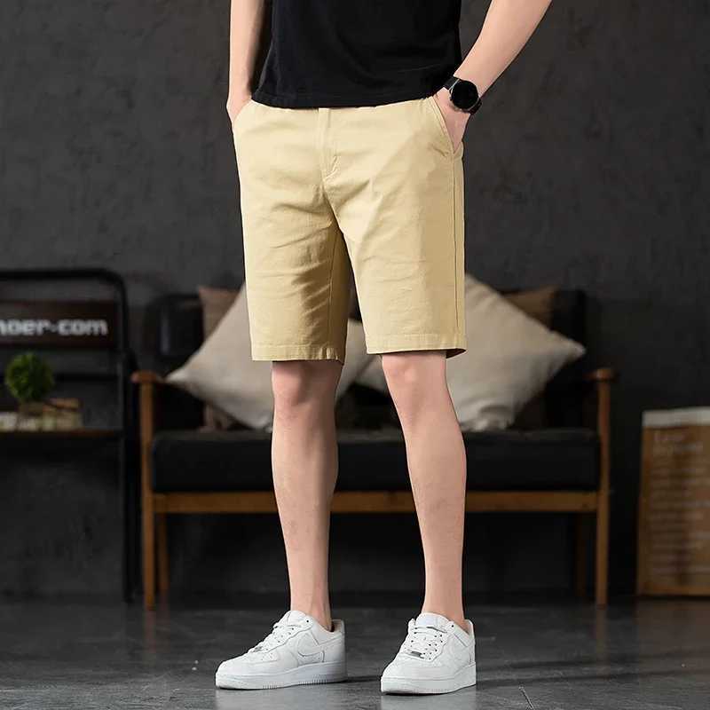 New Arrival Chino shorts mens dress summer casual lightweight cotton elastic waist flat top casual shorts slim fit Z250110