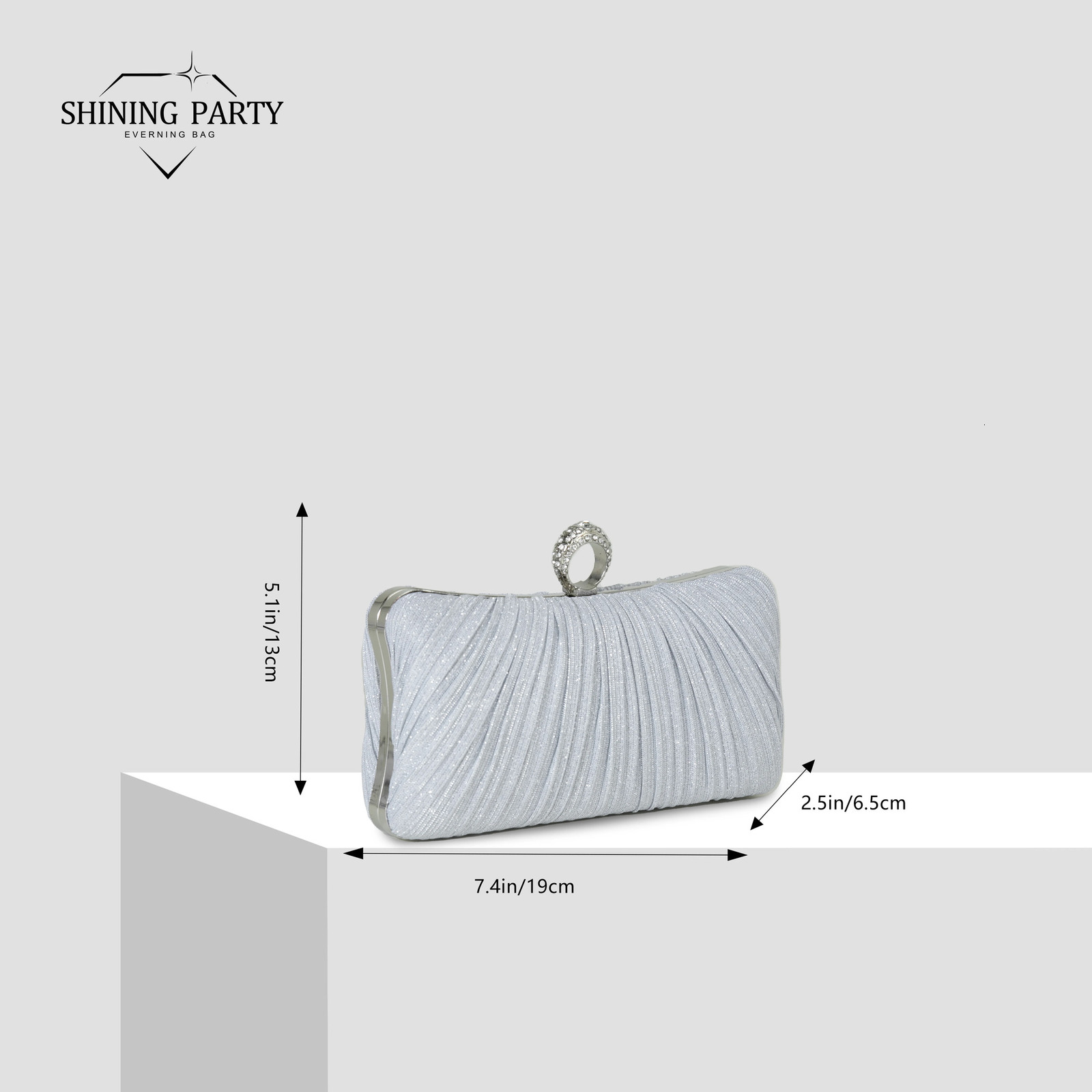 Party dinner clutch bag 2024 style ring bag large capacity evening dress clutch bag pleated glitter shoulder messenger bag 250106