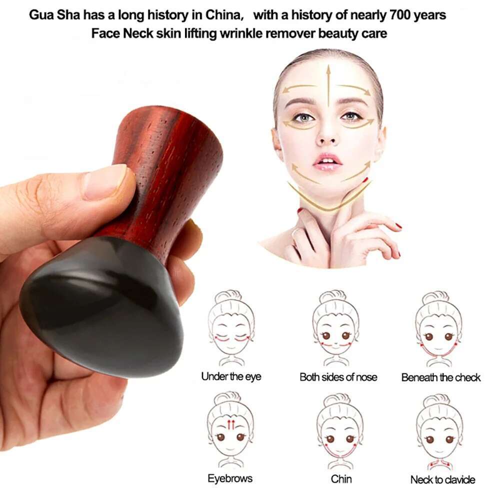 Electric Volcanic Facial Massager Natural Bian Heating Massage for Face Slim Lifting Skin Guasha Energy Stone Needle Warm