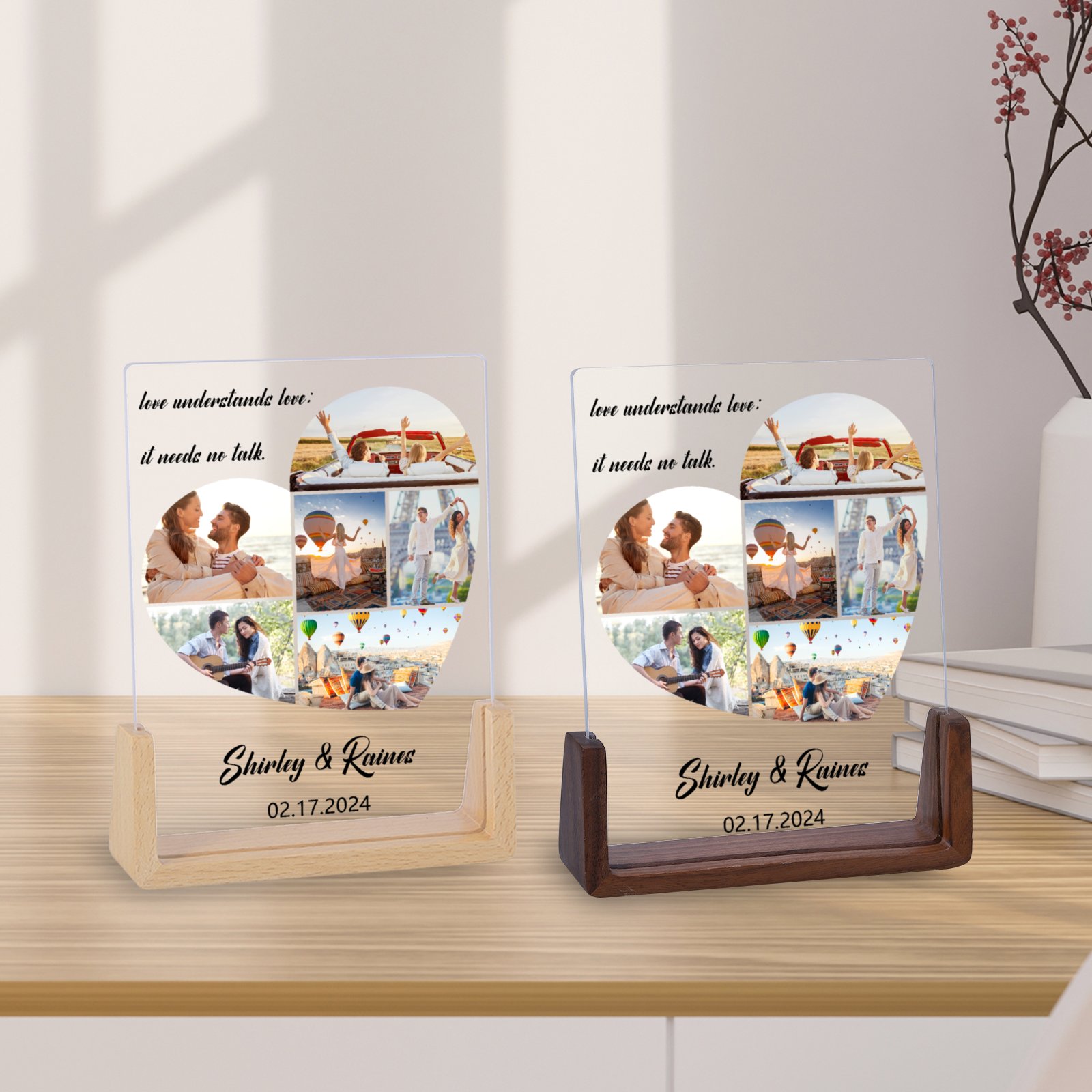 Custom Heart Photo Collage Frames for Couple Wedding Anniversary Gifts Personalized Love Picture Frame New Home Bedroom Decor H260306