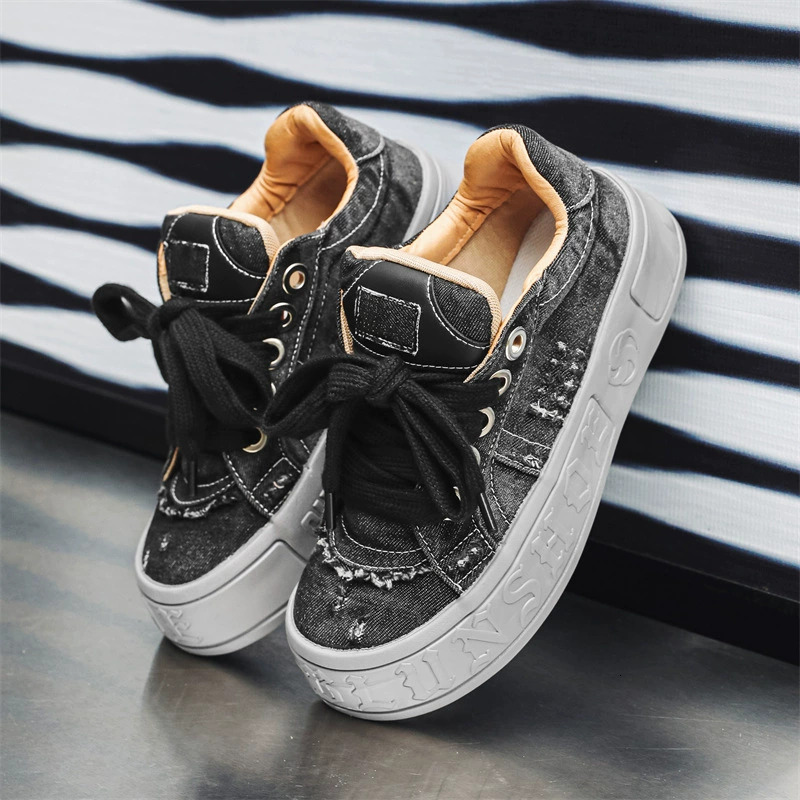 Ddmyoutdoor China Domestic Fashion Blue Denim Casual Original Men S Sneakers Designer Platform Shoes Increase Heel Hip Hop Chunky Sneaker Man Trainers