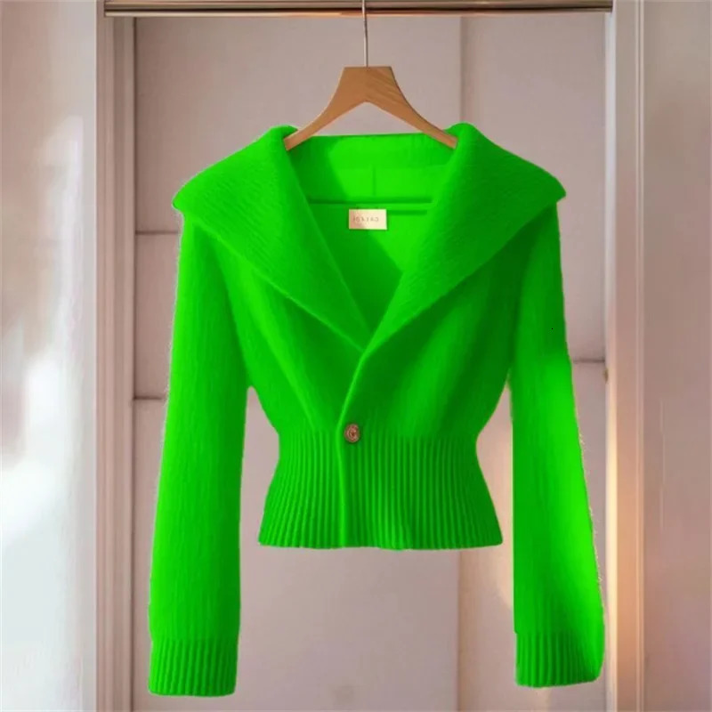 Autumn Korean Fashion Knitted Sweater Cardigan Women Slim Longsleeved Waist Soft Jacket Ladies Tops 250108
