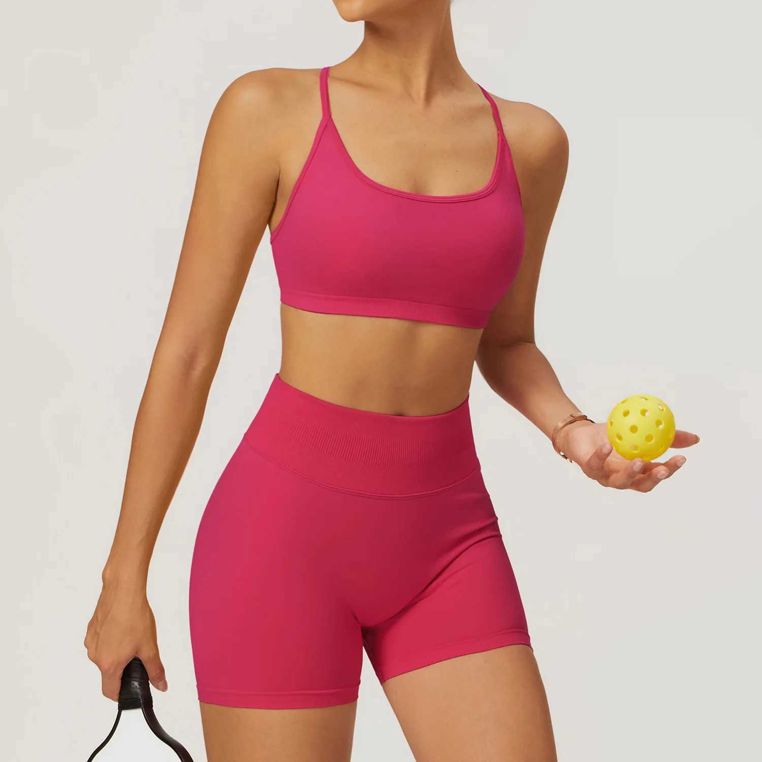 New Seamless Sports Set 2PCS Women Clothes Fitness Outfit Yoga Suit Running Bra Workout Leggings Gym Sportswear Two Sling BraXJ250109