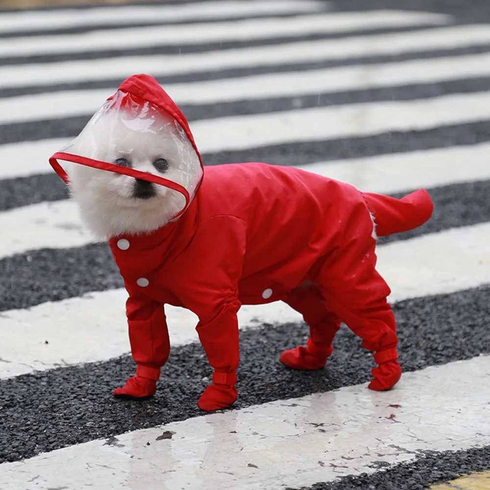 Dog Raincoat Rain Boots Shoes for Small Dogs Pet Hooded Four-Leg Jacket Puppy Rain Coat Waterproof Cat Clothes Jumpsuit RompersXJ250121