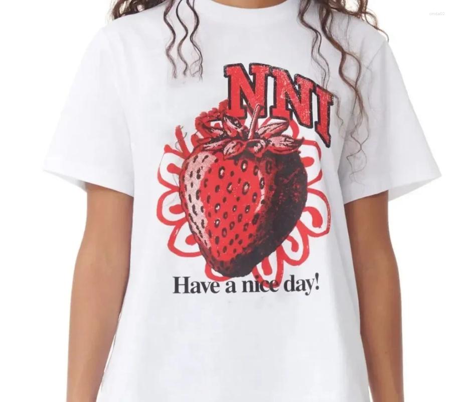 Women's T-Shirt Womens T Shirts Korean Brand Cotton T-shirt With Fruit Print For Women Round Neck Short Slved Casual Loose Tshirt Oversized Summe