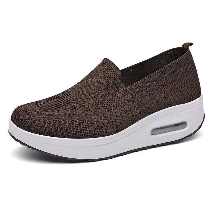 Women's casual shoes with breathable mesh soles, spring and summer, thick soled high-heeled sports shoes, rubber face, non branded wholesale