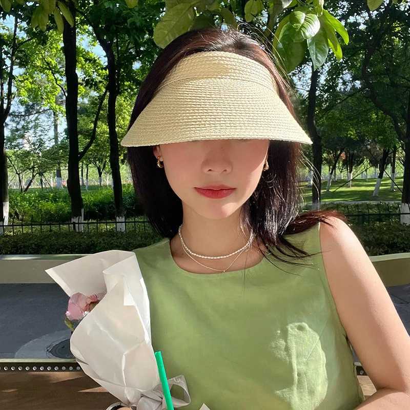 USPOP Summer Big Brim Sun Hat Raffia Band Style Casual Headless Beach Straw Hat X250109