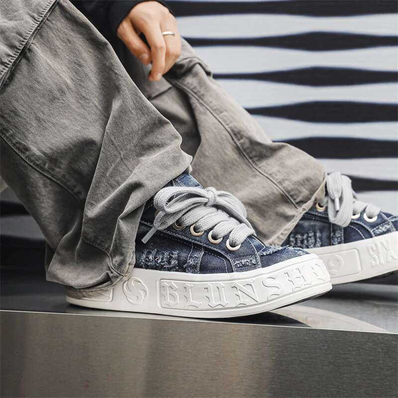 Ddmyoutdoor China Domestic Fashion Blue Denim Casual Original Men S Sneakers Designer Platform Shoes Increase Heel Hip Hop Chunky Sneaker Man Trainers